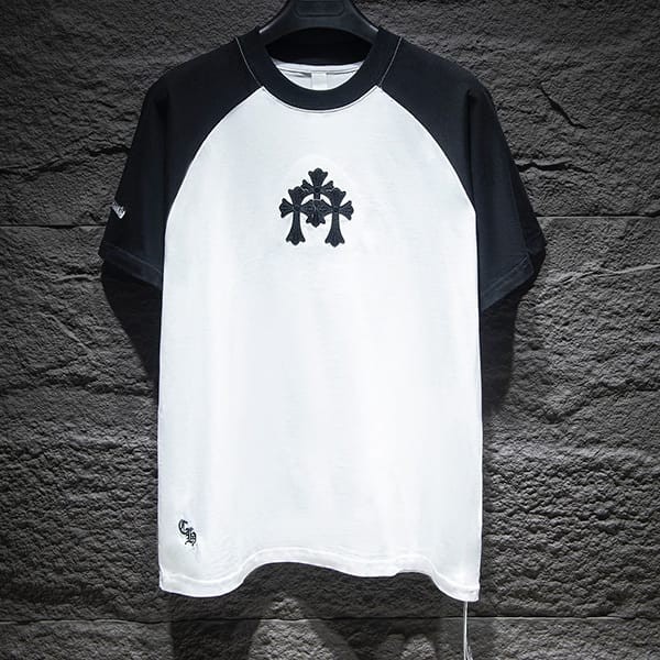 おすすめクロムハーツ カラーブロック クロスレザー 半袖Tシャツ 偽物 Kuv16498